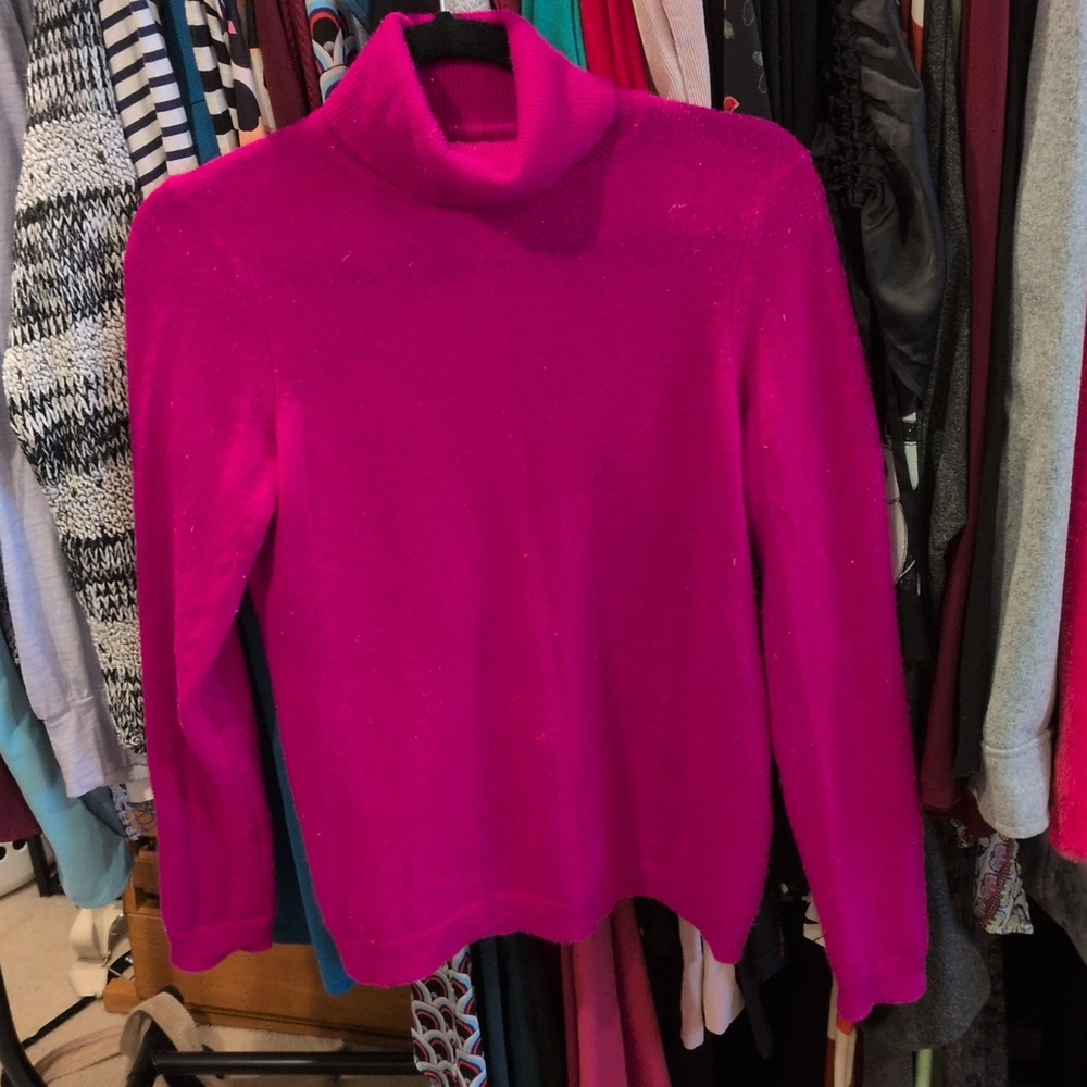Bright Magenta Cashmere Cowl Sweater XS